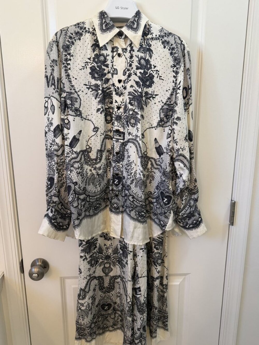 Dries Van Noten Green Blue Printed Silk Skirt Size 40